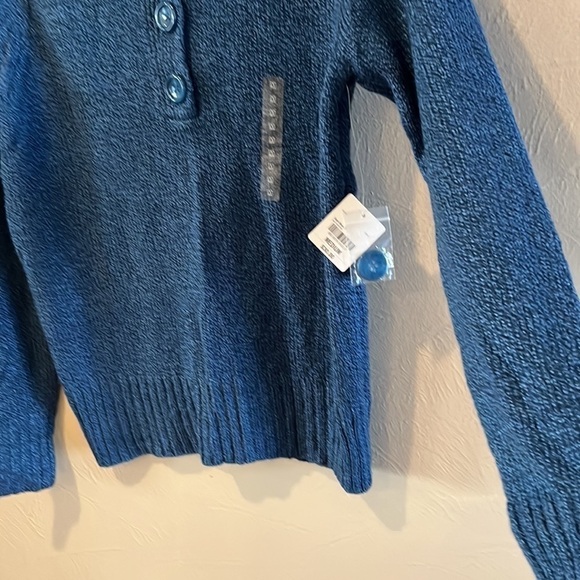 NWT St. Johns Bay shawl collar sweater 3 button V-neck closure size M blue - Picture 4 of 14